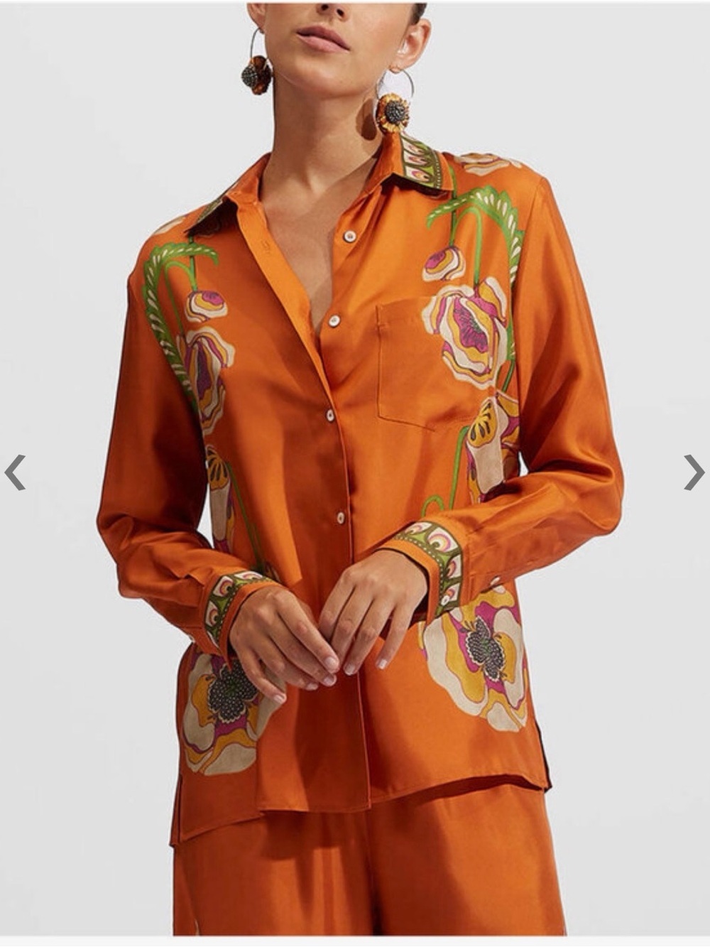 LA DoubleJ silk Orange and Lilac Satin Label Detail size xl